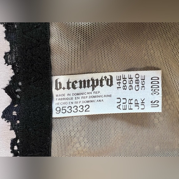 B.TEMPT'D BY WACOAL Blackened Pearl b.charming Bra Sz 36DDD -953332 - Picture 6 of 11